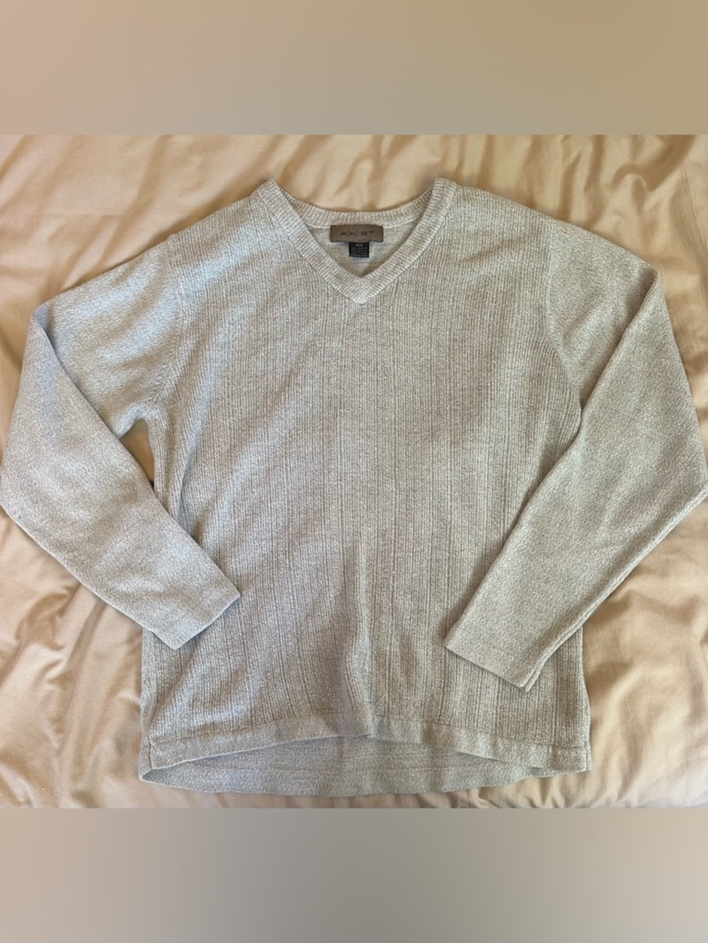 Axist Ribbed V-Neck Sweater - Cream Beige - Picture 2 of 4